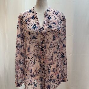 Kut from the Kloth Pink and Blue Floral Button Down Shirt S